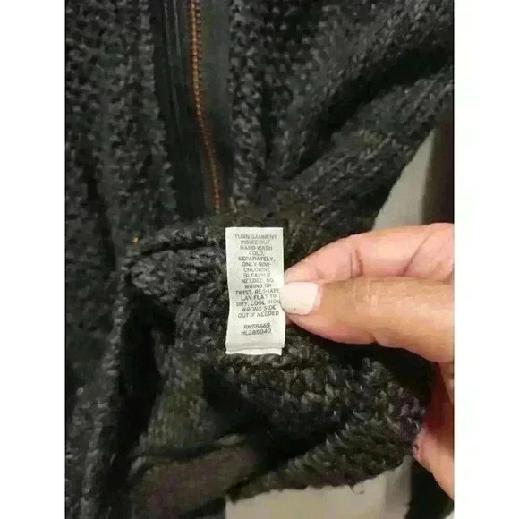 Trouve Sweater Moto Jacket Faux Leather Size LARGE - Picture 6 of 12